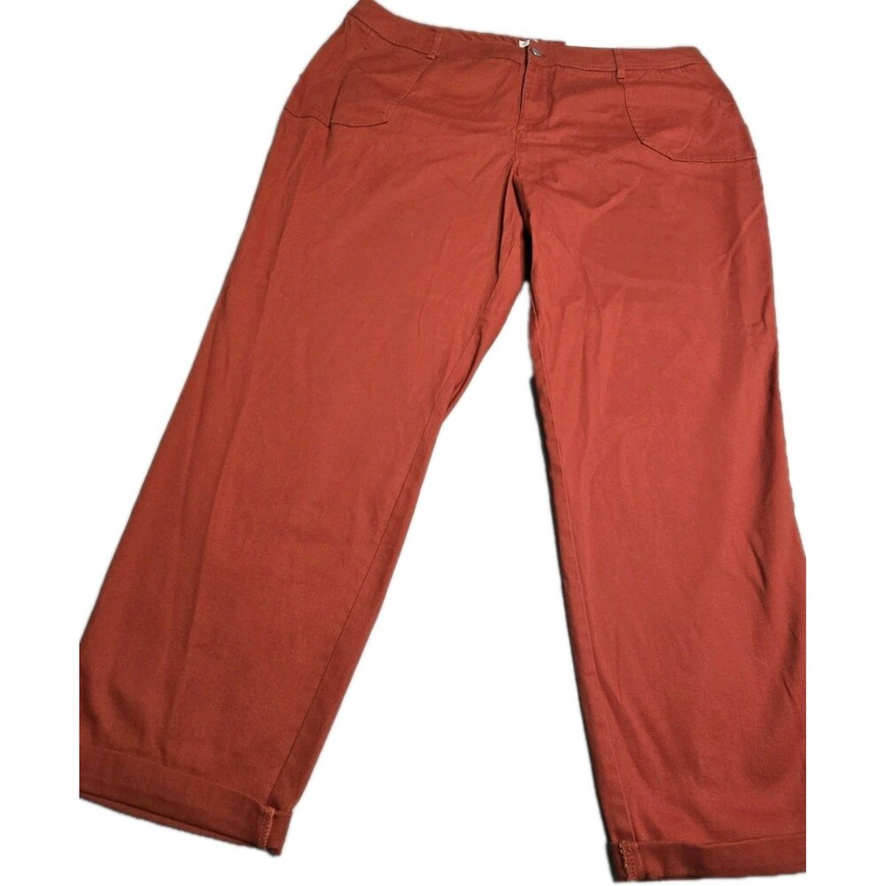 Womens Plus Size 20W Burnt Orange Ankle Pants NWT Stretch Straight Leg Work...